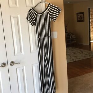 Love Tree Black and White Striped Jumpsuit